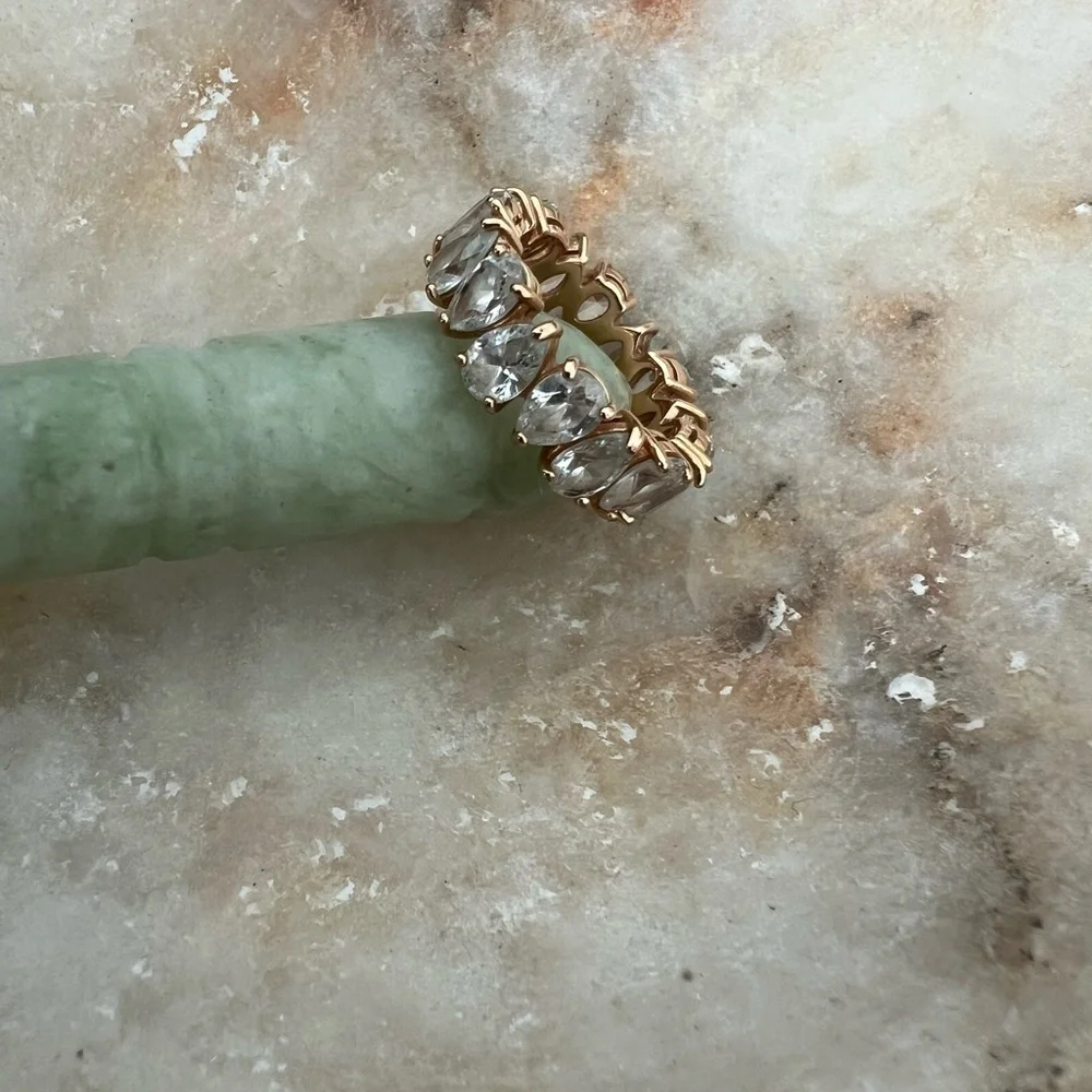 Swarovski Vittore ring Drop cut, White, Rose gold-tone plated - Picture 6 of 12